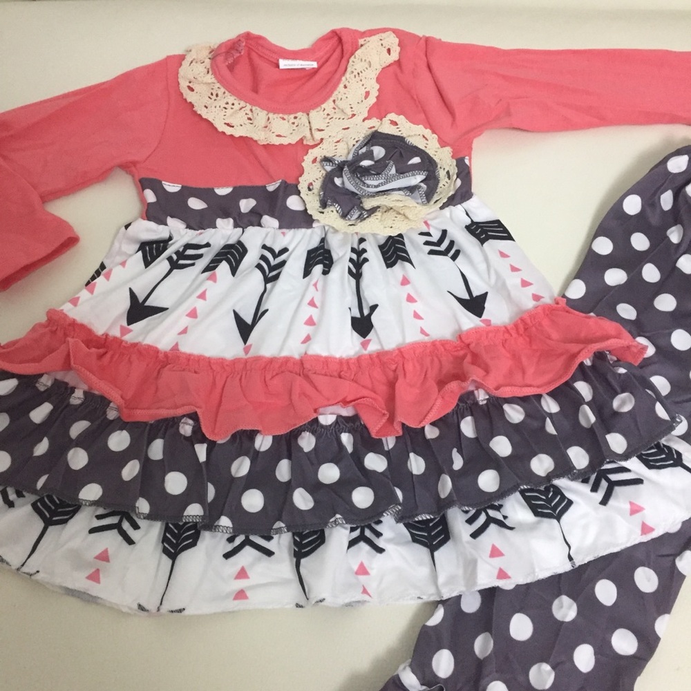 Flower 🌸🌺 Ruffle Embroidered Cute Pants Outfit - Picture 5 of 7